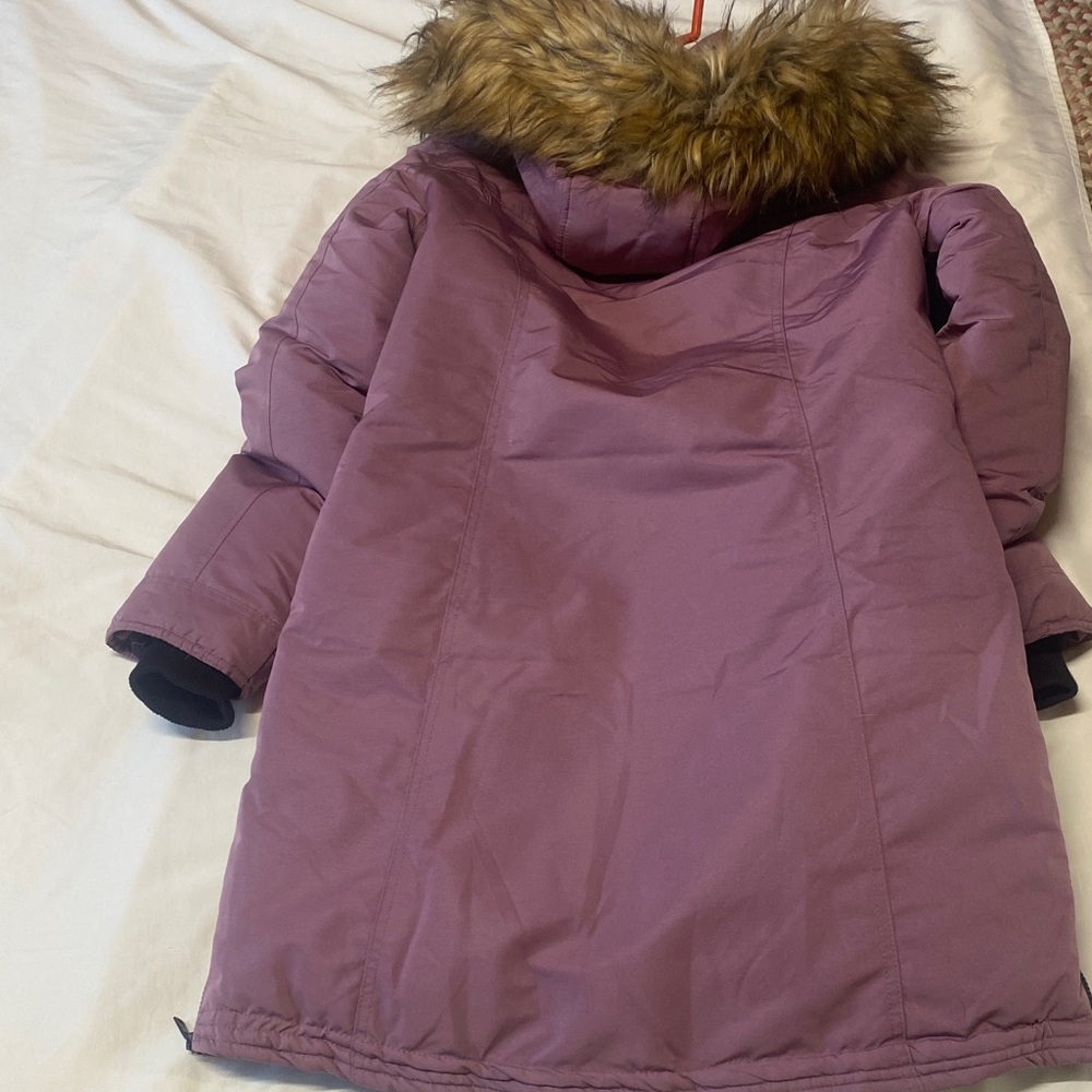 Women's Mauve Fur-Trimmed Puffer Coat - Picture 2 of 16